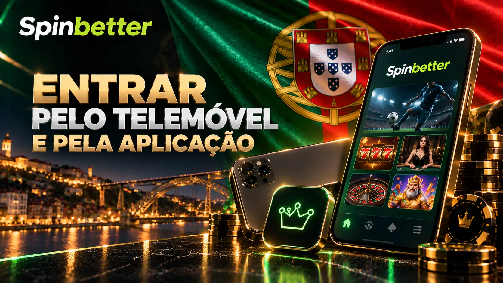 Entrada na conta pelo telemóvel e pela aplicação SpinBetter