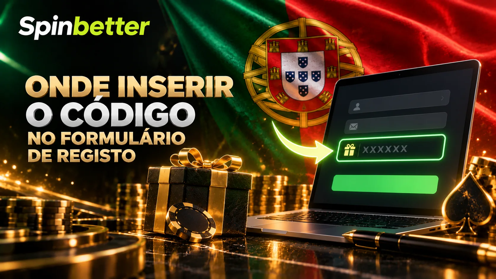 Campo de cupão no formulário de registo do casino SpinBetter