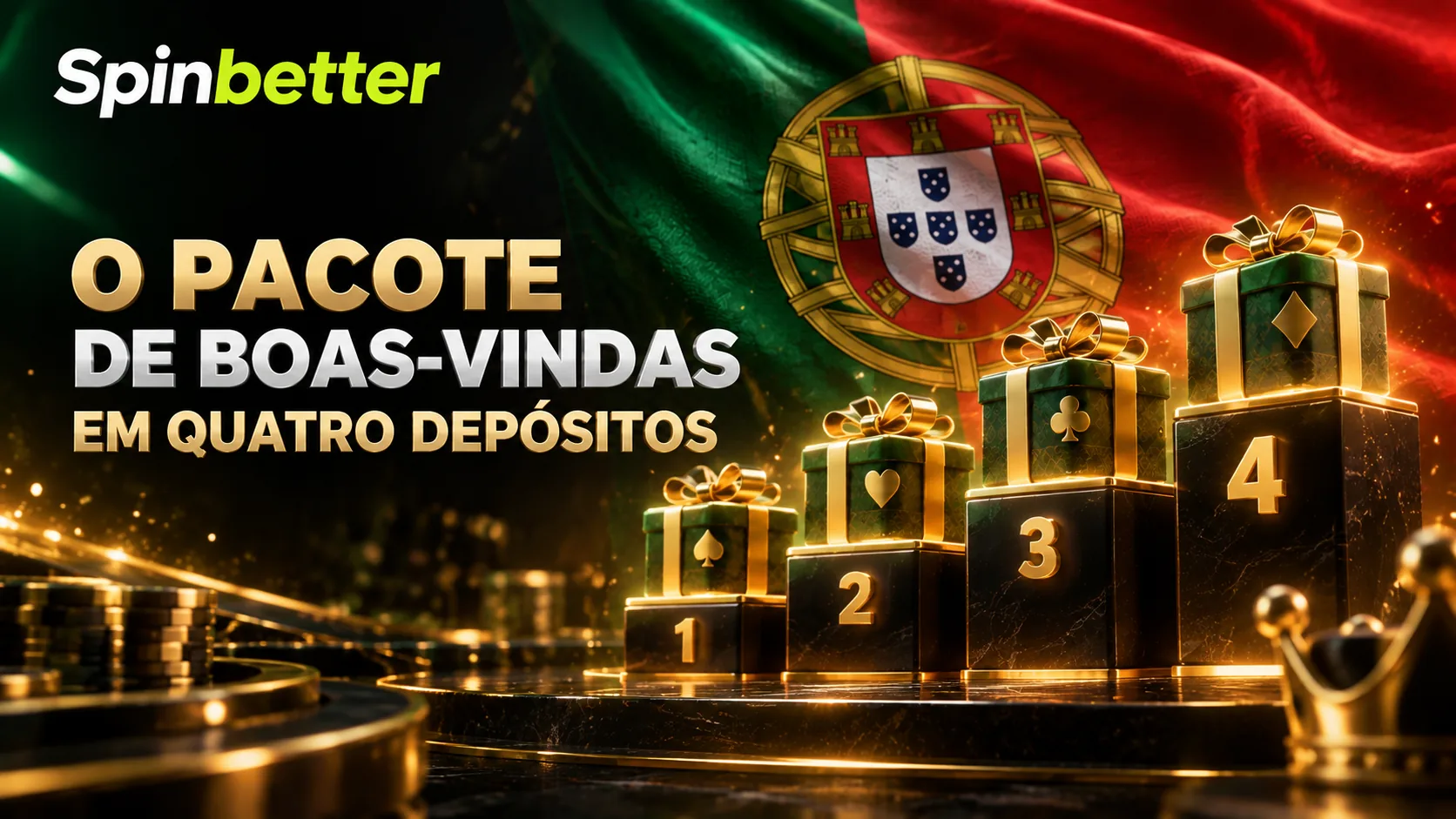 Pacote de boas-vindas em quatro depósitos no casino SpinBetter